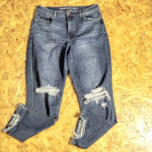 AMERICAN EAGLE MOM RIPPED JEANS*HIGH WAIST*WOMEN SIZE 10*ANKLE LENGTH - Picture 5 of 5